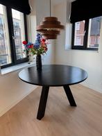 WOOOD Rhonda Eettafel - Ø 130 cm - Zwart hout, Ophalen, Rond, Zo goed als nieuw, Vijf personen of meer