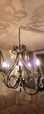 Kroonluchter met glazen druppels en 8 lichtbronnen, Ophalen, Gebruikt, Glas, Klassiek