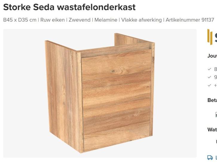Nieuw wastafelmeubel Storke Seda 45cm, Huis en Inrichting, Badkamer | Badkamermeubels, Nieuw, Overige typen, Minder dan 100 cm