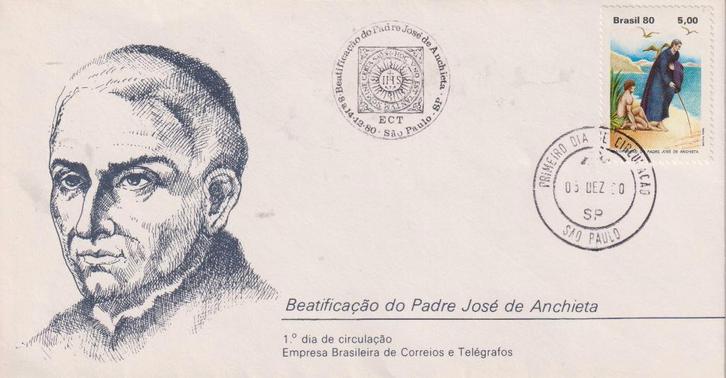 Brazilie 1980 FDC Herdenking Pater Jose de Anchieta, Postzegels en Munten, Postzegels | Eerstedagenveloppen, Onbeschreven, Rest van de wereld