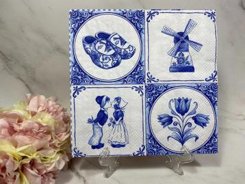 Knutsel servet Delfts blauw tegel 2x2 afb.decoupage nr 356   beschikbaar voor biedingen