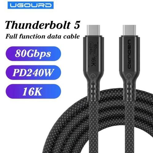 USB-C super snel oplaad en data kabel (Thunderbolt 5), Audio, Tv en Foto, Opladers, Nieuw, Ophalen of Verzenden