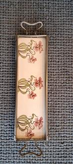 Antiek Porseleinen Dienblad met Metalen Rand, Ophalen of Verzenden