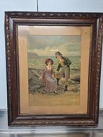 Romantisch Kusttafereel, Litho ca. 1900, Antiek en Kunst, Kunst | Schilderijen | Klassiek, Ophalen of Verzenden