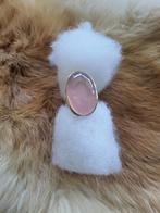 Echt zilveren rozenkwarts cabochon ring, Ophalen of Verzenden, Zo goed als nieuw, 17 tot 18, Roze