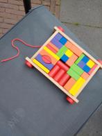 Houten blokjes trekkarretje. Rekenen ruimtelijk inzicht ., Ophalen of Verzenden, Zo goed als nieuw, Overige typen