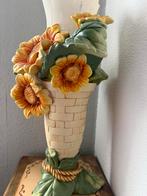 Handgeschilderde Keramische Vaas met Zonnebloemen, Ophalen of Verzenden, Nieuw, Overige materialen, Minder dan 100 cm