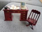 Bureau + toebehoren + stoel voor poppenhuis 1:12, Verzamelen, Ophalen of Verzenden, Poppenhuis