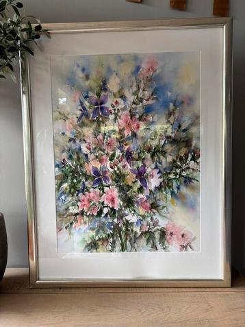 Prachtig boeket aquarel van Klaske Kaksbeek beschikbaar voor biedingen
