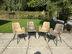 Set van 4 bruine stoelen met armleuningen, Huis en Inrichting, Stoelen, Ophalen, Gebruikt, Bruin, Leer