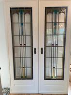 Ensuite schuifdeuren jaren 30 glas in lood, Doe-het-zelf en Verbouw, Ophalen, Binnendeur, 120 cm of meer, 215 cm of meer