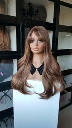 Pruik met Pony/Lok: Gemêleerd bruin met blonde plukjes, Sieraden, Tassen en Uiterlijk, Uiterlijk | Haarverzorging, Ophalen of Verzenden