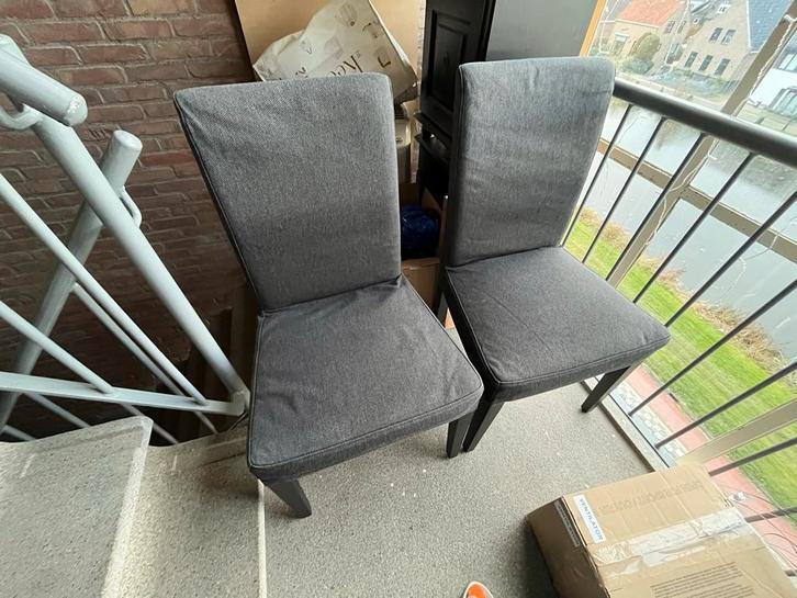 4 IKEA Eetkamerstoelen., Huis en Inrichting, Stoelen, Gebruikt, Vier, Stof, Grijs, Ophalen