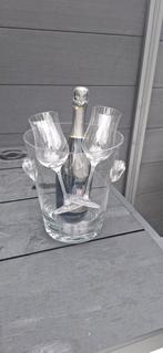 Champagne Koeler Set met Fles & Glazen, Ophalen, Overige materialen, Grijs, Zo goed als nieuw