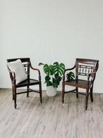 Vintage Teakhouten Armstoelen - Set van 2, Huis en Inrichting, Ophalen, Gebruikt, Twee, Bruin