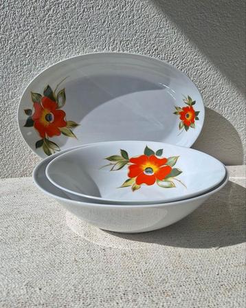 Vintage serveerschalen oranje bloem Winterling Marktleuthen beschikbaar voor biedingen