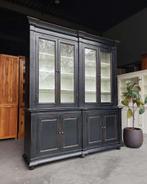 Hoge franse vitrinekast | Stoere zwarte buffetkast #2502, Niet ingevuld, 200 cm of meer, Niet ingevuld, Ophalen of Verzenden