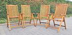 4 Populair Teak type Veronica standenstoelen, inklapbaar, Ophalen, Gebruikt, Teakhout, Verstelbaar