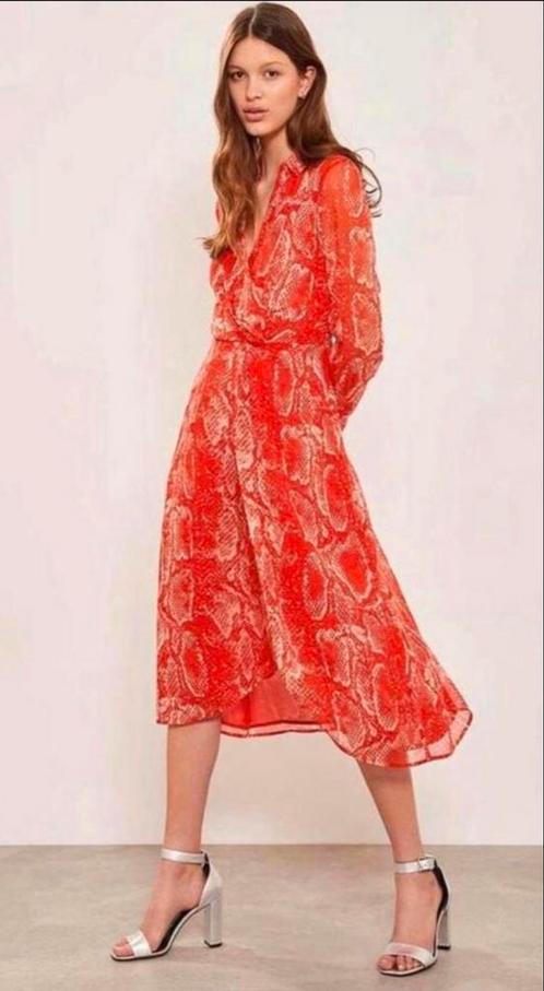Mint Velvet schitterende jurk rood Chiffon slangenprint 40, Kleding | Dames, Jurken, Nieuw, Maat 38/40 (M), Rood, Onder de knie