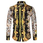 Heren barok overhemd 23 luxe gouden kamper shirt panter, Kleding | Heren, Verzenden, Nieuw, Overige halswijdtes