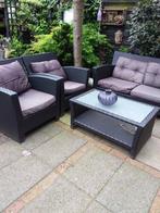 Tuinset, wicker antraciet, Wicker, Bank, Gebruikt, 4 zitplaatsen