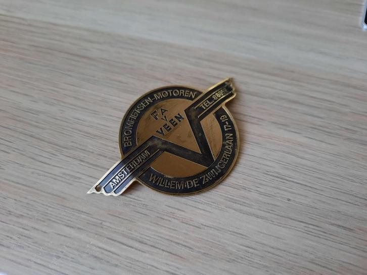 VAN VEEN kreidler amsterdam spatbordplaatje embleem, Fietsen en Brommers, Brommeronderdelen | Kreidler, Zo goed als nieuw, Overige typen