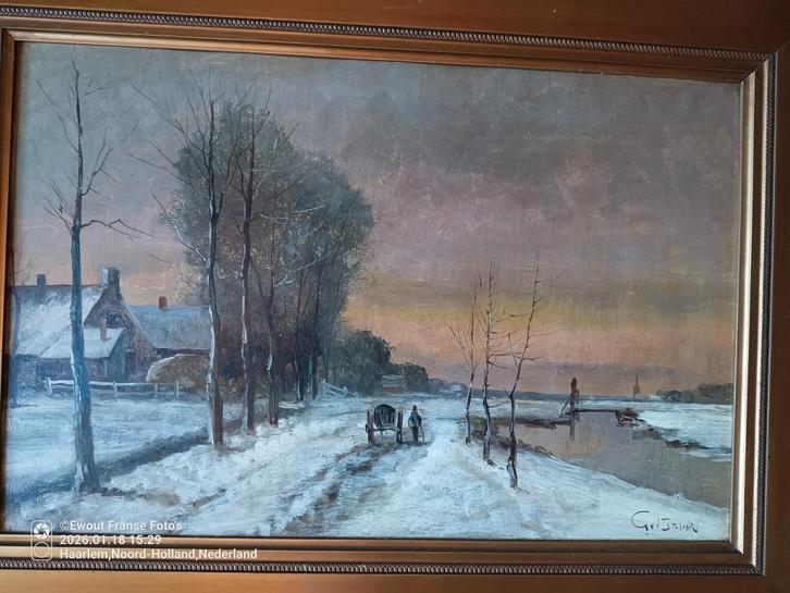 Antiek schilderij wintertafereel, Antiek en Kunst, Kunst | Schilderijen | Klassiek, Ophalen