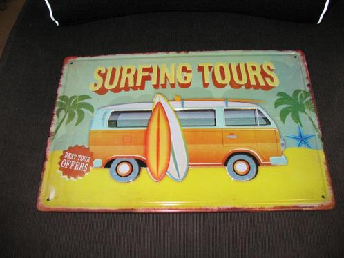 emaille/metalen wandbord - Surfing tours-retro -20x30cmx2mm, Verzamelen, Retro, Ophalen of Verzenden