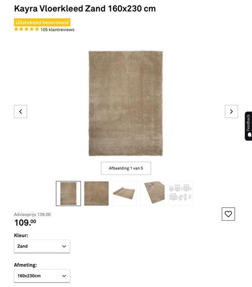Nieuw Kyara Vloerkleed hoogpolig zand / licht taupe 160x230, Huis en Inrichting, Stoffering | Tapijten en Kleden, Zo goed als nieuw