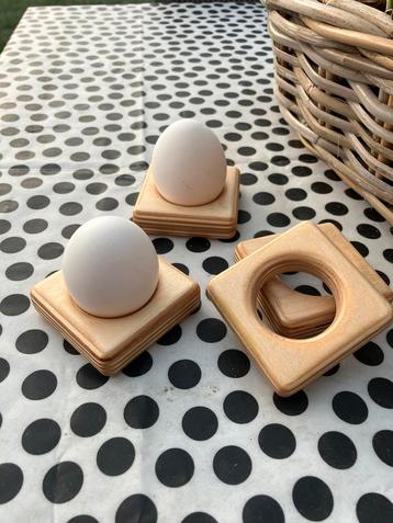 Unieke Houten Eierdopjes (set van 4) NIEUW beschikbaar voor biedingen