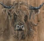 Schilderijen op steigerhout Koeien en hooglanders, Huis en Inrichting, Woonaccessoires | Schilderijen, Tekeningen en Foto's, Nieuw