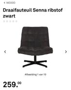 Draaifauteuil Senna ribstof zwart, Huis en Inrichting, Fauteuils, Ophalen of Verzenden, Gebruikt, Minder dan 75 cm, 50 tot 75 cm