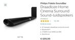 Philips Fidelio Draadloze Soundbar en Subwoofer, Ophalen, Met externe subwoofer