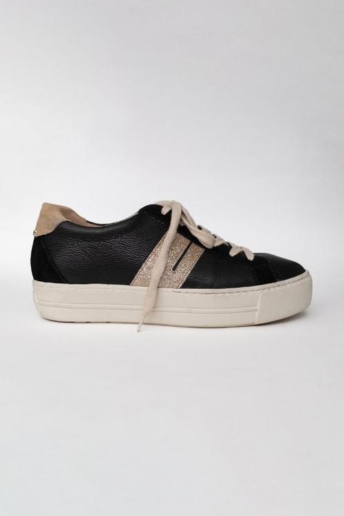 Zwarte Leren Platform Sneakers Paul Green Maat 39, Kleding | Dames, Schoenen, Zo goed als nieuw, Sneakers of Gympen, Zwart, Ophalen of Verzenden