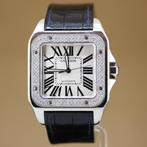 Cartier Santos 100 Xl 2656 Diamonds, Overige merken, Staal, Polshorloge, Ophalen of Verzenden