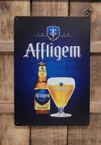 Affligem bier fles en glas reclamebord van metaal wandbord, Verzamelen, Ophalen of Verzenden, Nieuw, Reclamebord, Plaat of Schild