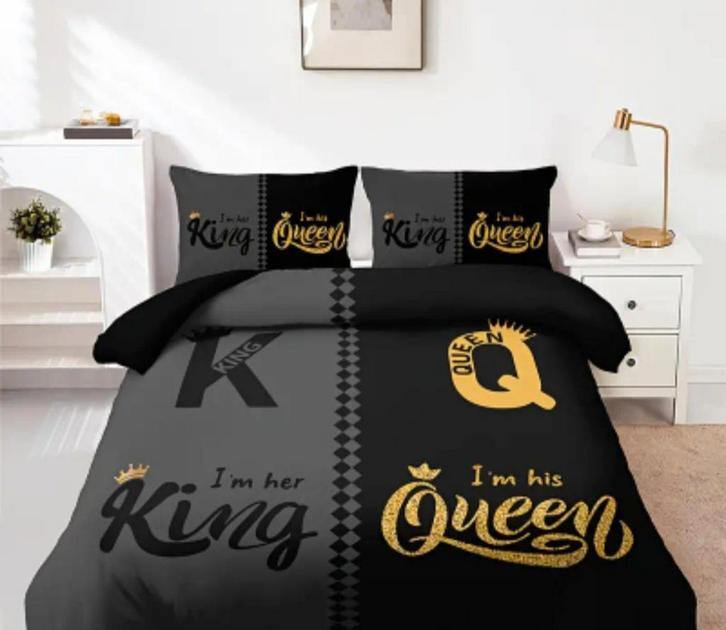 Nieuw dekbedovertrek met tekst + 2 kussenslopen, Huis en Inrichting, Slaapkamer | Beddengoed, Nieuw, Dekbedovertrek, Tweepersoons