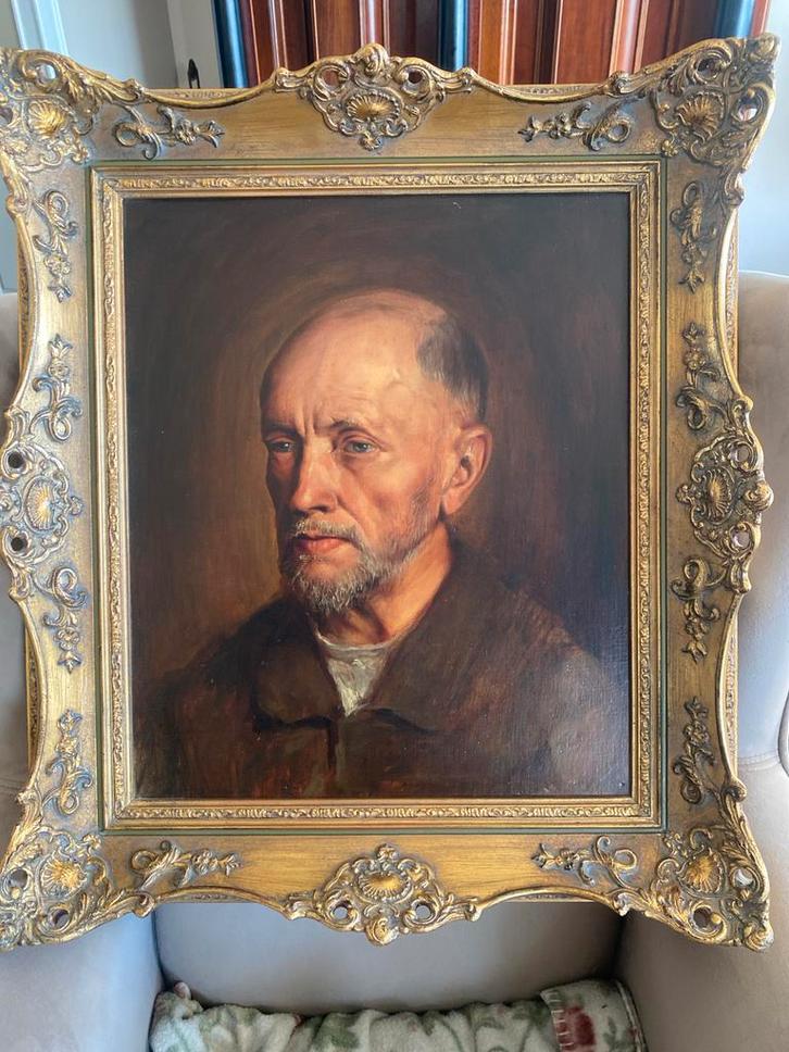 Antiek Olieverf Schilderij Opa, Antiek en Kunst, Kunst | Schilderijen | Klassiek, Ophalen of Verzenden