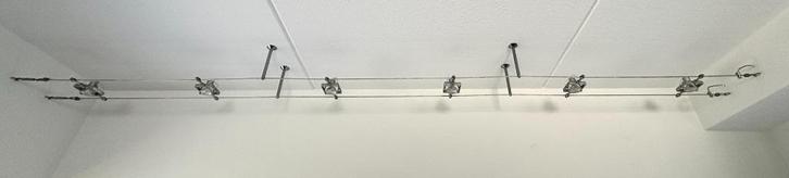 Spots op spandraad; LED; dimbaar, Huis en Inrichting, Lampen | Spots, Gebruikt, Plafondspot of Wandspot, Metaal of Aluminium, Led