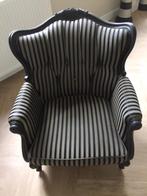 Fauteuil LODEWIJK XIV Zwart/Latte Streep, Ophalen, Hout, Minder dan 75 cm, Zo goed als nieuw