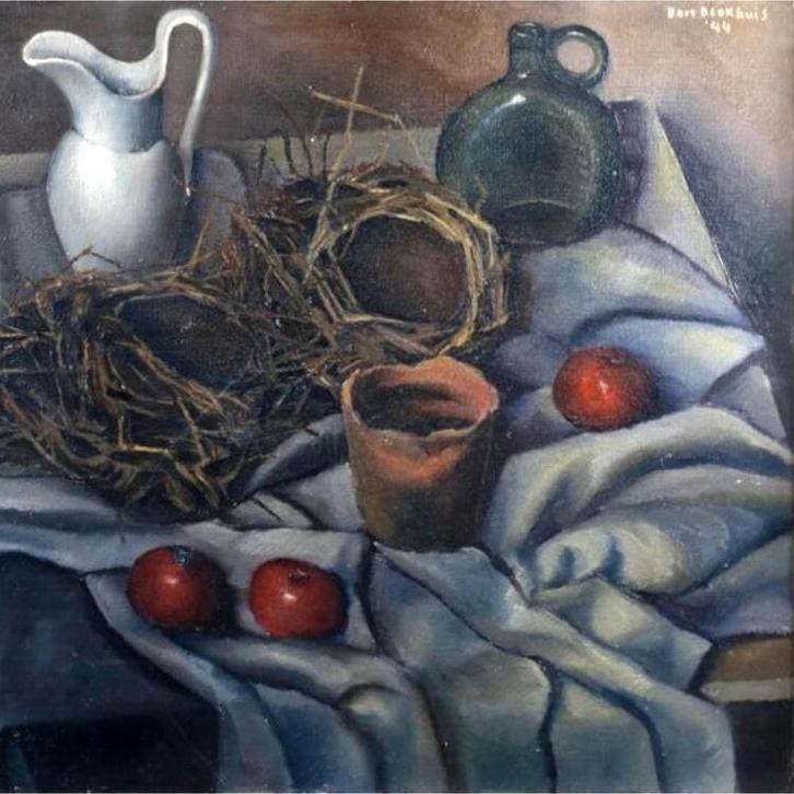 Bert Blokhuis - Stilleven met steengoed, 1944, Antiek en Kunst, Kunst | Schilderijen | Modern, Ophalen of Verzenden