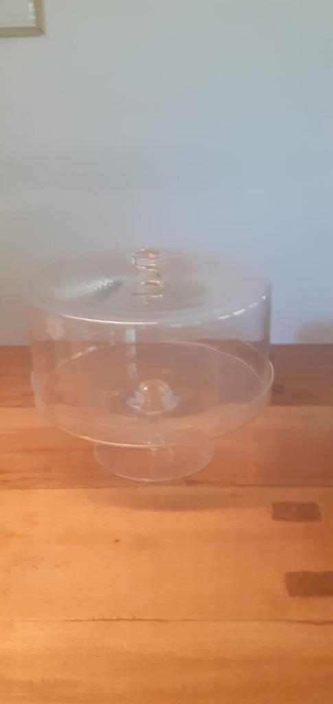 Glazen taart plateau / etagère, Huis en Inrichting, Woonaccessoires | Etagères, Gebruikt, Ophalen