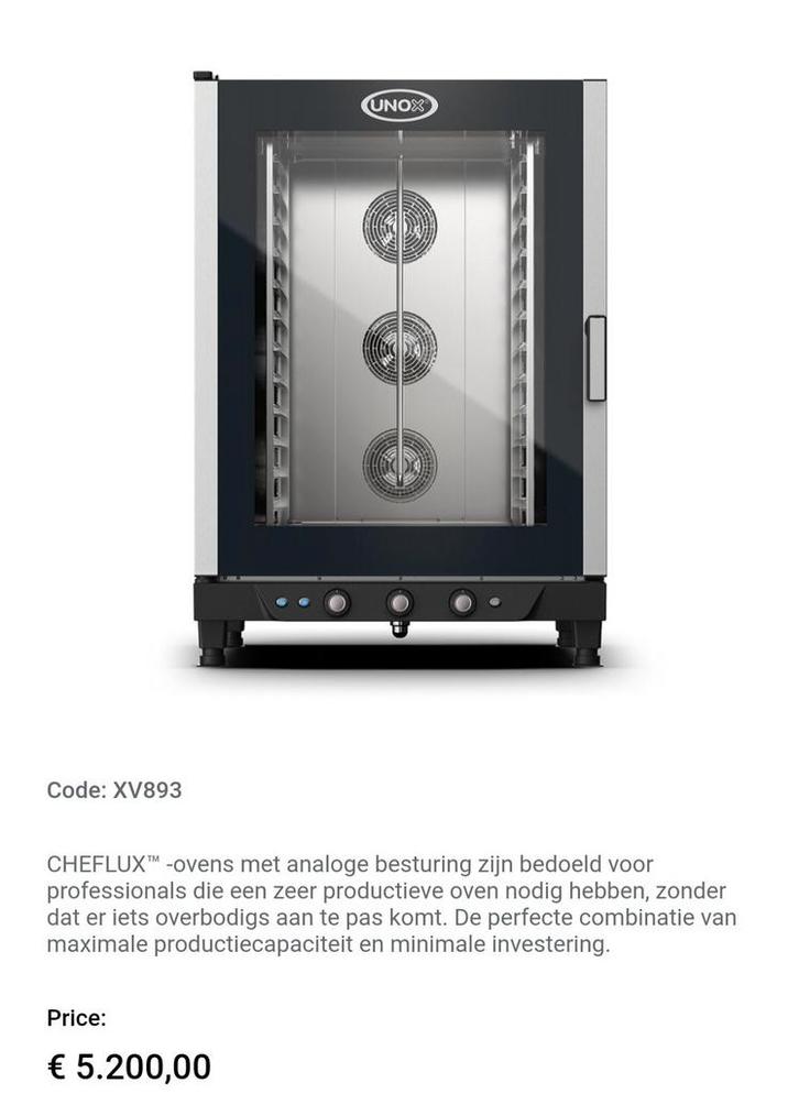UNOX CHEFLUX" MANUAL-XV893, Zakelijke goederen, Horeca | Keukenapparatuur, Ophalen of Verzenden