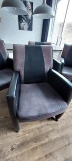 Bruine lederen stoelen op wieltjes, Huis en Inrichting, Stoelen, Ophalen, Gebruikt, Bruin