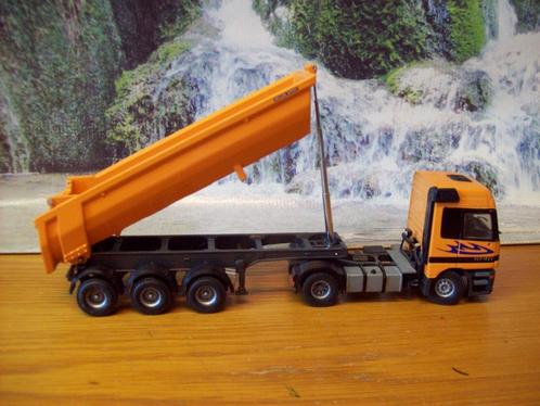 Tekno - Mercedes Actros met 2 assige Meiller Kipper -    8, Hobby en Vrije tijd, Modelauto's | 1:50, Zo goed als nieuw, Bus of Vrachtwagen