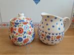 Kakelbont Suikerpot & Melkkannetje Set, Overige typen, Ophalen of Verzenden, Zo goed als nieuw, Aardewerk