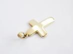 14 Karaat Brede Gouden Kruis Hanger, Ophalen of Verzenden, Zo goed als nieuw, Kruis of Symbool, Goud