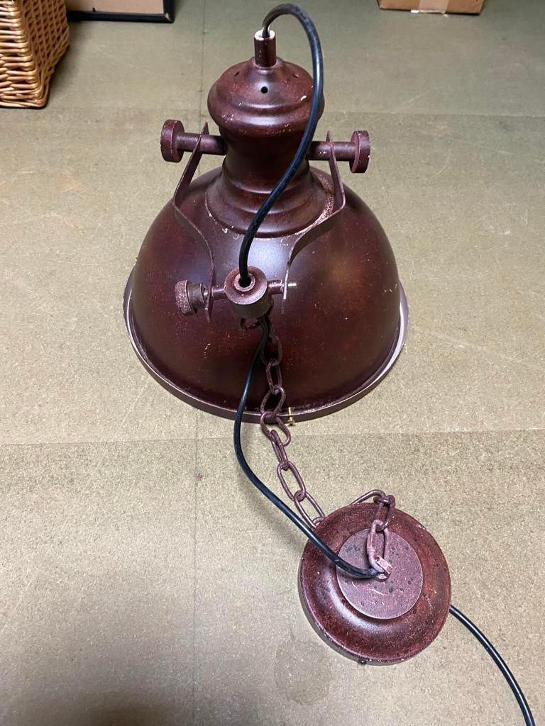 Industriële hanglamp metaal, Huis en Inrichting, Lampen | Hanglampen, Ophalen of Verzenden, Gebruikt, Metaal, Minder dan 50 cm