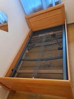 Houten bedframe met elektrisch verstelbare Auping bodem 120, Ophalen, Beige, Tweepersoons, 120 cm