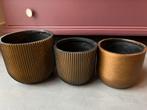 Capi Europe Groove zwart goud bloempotten, Tuin en Terras, Bloempotten, Kunststof, Rond, Binnen, Ophalen of Verzenden